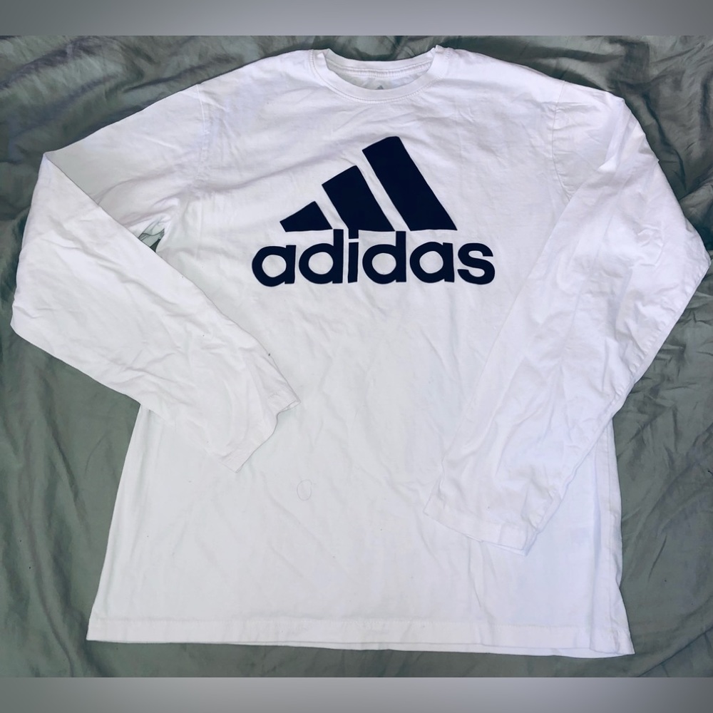 Adidas (golf) Tshirt Mens’ Sz L L/S White with Black Logo NM